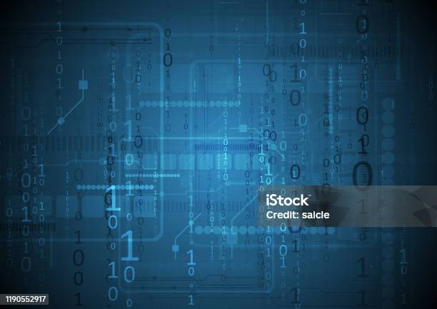 Dark Blue Technology Background With Binary Code Stock Illustration ...