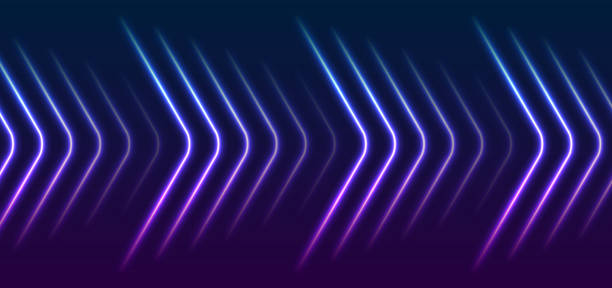 ilustraciones, imágenes clip art, dibujos animados e iconos de stock de azul púrpura abstracta flechas de neón vector de fondo - light violet