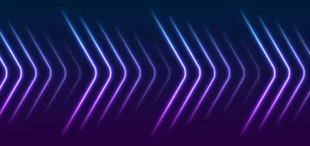 Vector illustration of Blue purple abstract neon arrows tech vector background