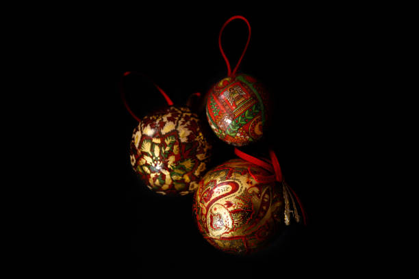 istock vintage christmas balls on black background 1190555468