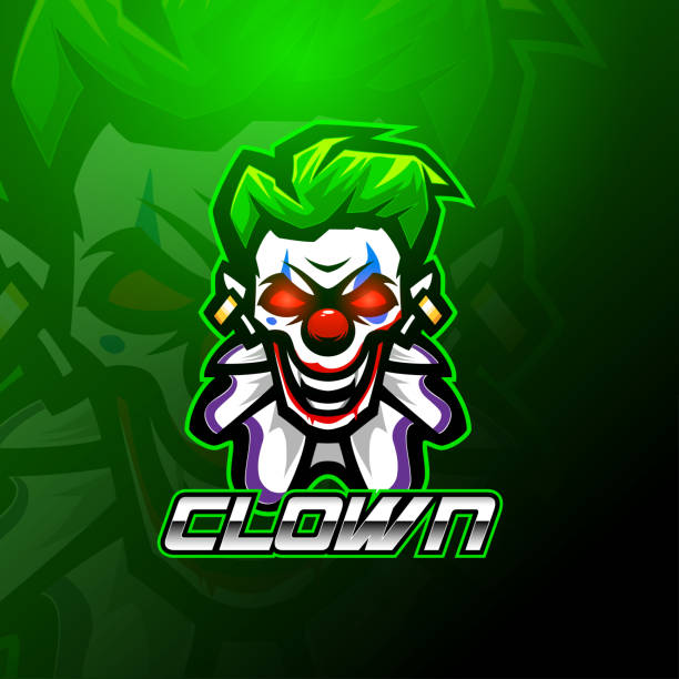clown esport maskottchen logo-design - clown evil horror spooky stock-grafiken, -clipart, -cartoons und -symbole