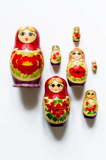 Russian dolls A set of matryoshka in a white background russian nesting doll russia doll moscow russia stock pictures, royalty-free photos & images