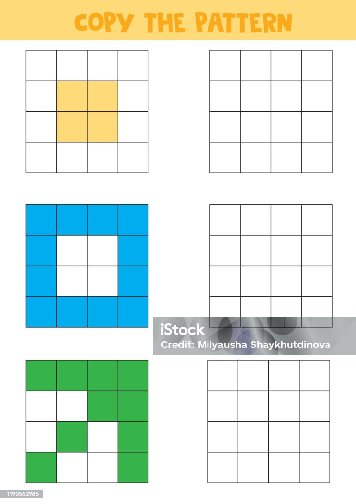 Copy Patterns Activity Educational Worksheet For Kids Copy The Pattern Stock Illustration ...