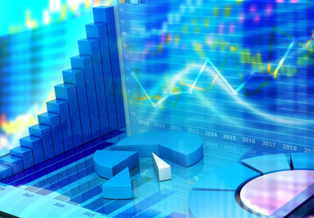 Data Visualization. Abstract 3D Charts. Graphs. Infographics. White background. 3D render.