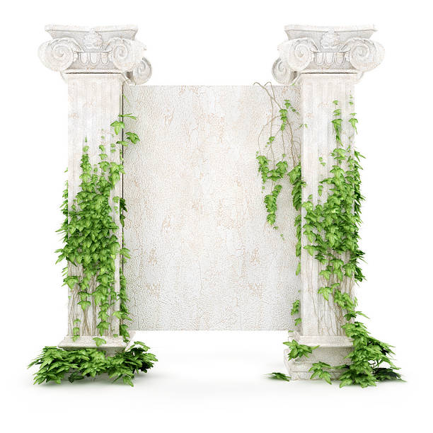 Antique column wall isolated in white background - 3D render