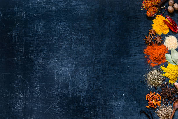 istock Various kinds of multicolored spices on a dark grey backdrop 1190568830