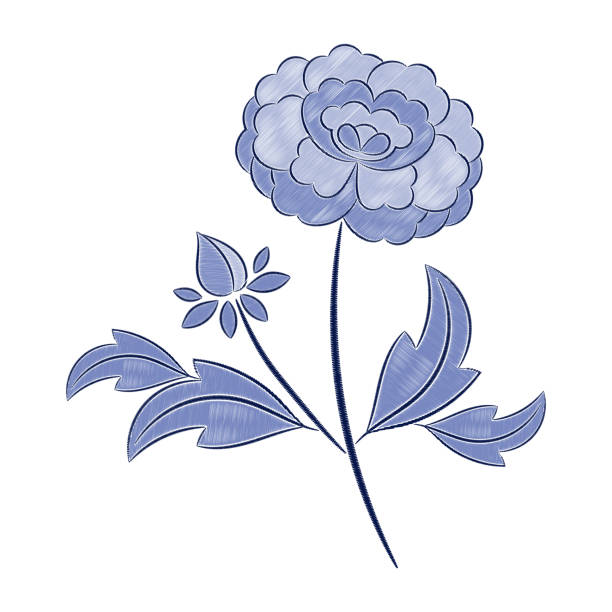 ilustrações, clipart, desenhos animados e ícones de vetor floral do teste padrão do bordado do vintage. impressão chinesa azul do ponto do ponto da flor da peônia isolada. projeto de remendo têxtil étnico para bedlinen - necklace jewelry backgrounds craft