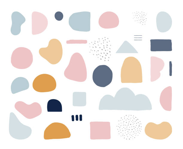 파스텔 색상의 현대 유행 추상적 인 모양. 스칸디나비아 깨끗한 벡터 디자인 - 디자인 일러스트 stock illustrations