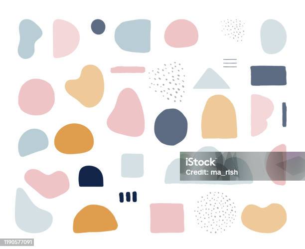 파스텔 색상의 현대 유행 추상적 인 모양 스칸디나비아 깨끗한 벡터 디자인 모양에 대한 스톡 벡터 아트 및 기타 이미지 - 모양, 패턴, 추상적인