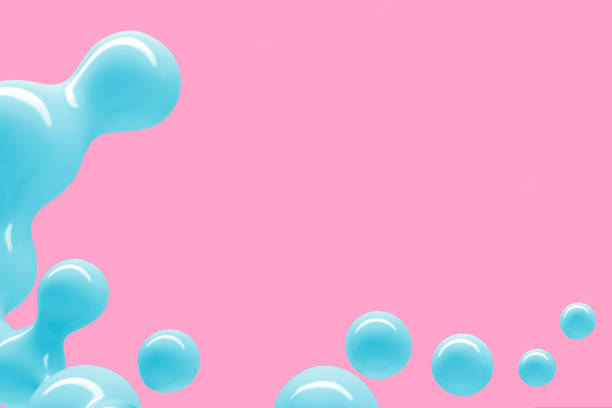 istock Abstract background with flying shiny drops of liquid 3D illustration 1190578518