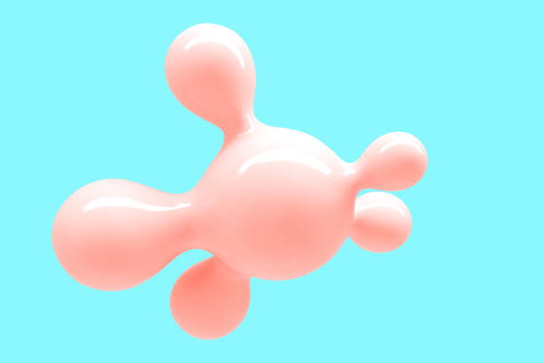 istock Abstract background with flying shiny drops of liquid 3D illustration 1190579206