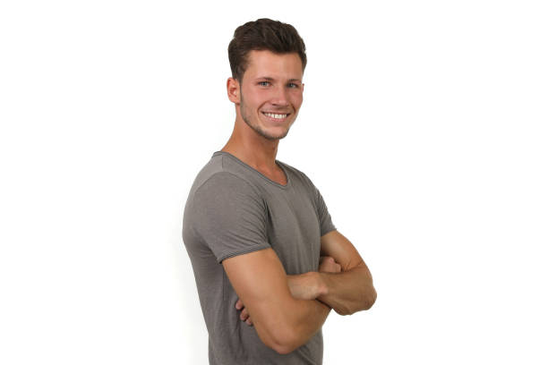istock Young man with grey shirt in the studio 1190580332