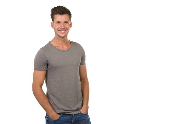 istock Young man with grey shirt in the studio 1190580360