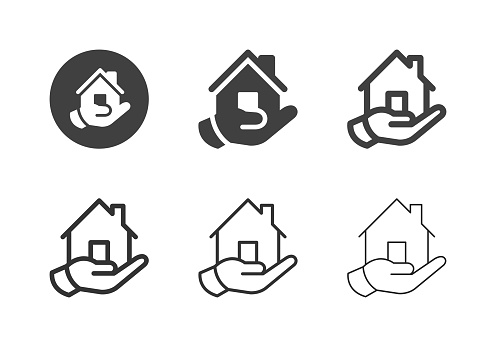 Hand Holding Home Icons Multi Series Vector EPS File.