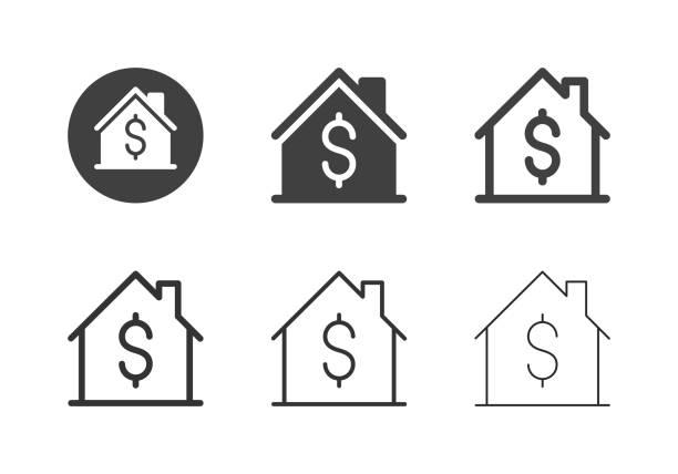 illustrazioni stock, clip art, cartoni animati e icone di tendenza di icone dei prezzi delle case - serie multi - home