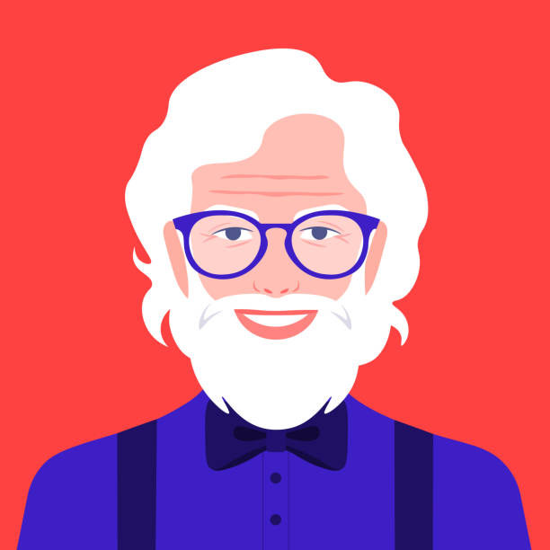 Portrait Of An Old Man With Beard And Eyeglasses Avatar Happy Grandfather  Social Networks Stock Illustration - Download Image Now - iStock