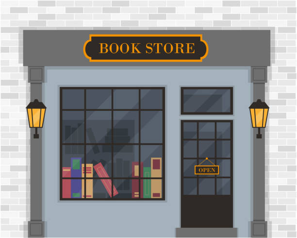 книжный магазин экстерьера. фасад книжного магазина. - window book education symbol stock illustrations
