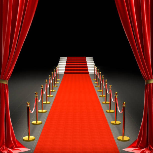 istock 3d image of a red carpet and a staircase. 1190585762