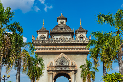Patuxai Gate in the Thannon Lanxing area of Vientiane,Laos