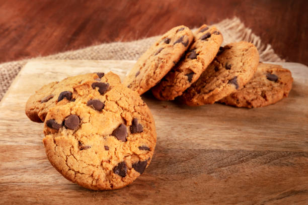 istock Chocolate chip cookie, gluten free, a close-up on a dark rustic background with a place for text 1190585995