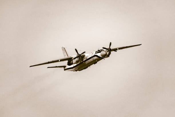 istock Passenger retro plane in the clear sky. 1190587122