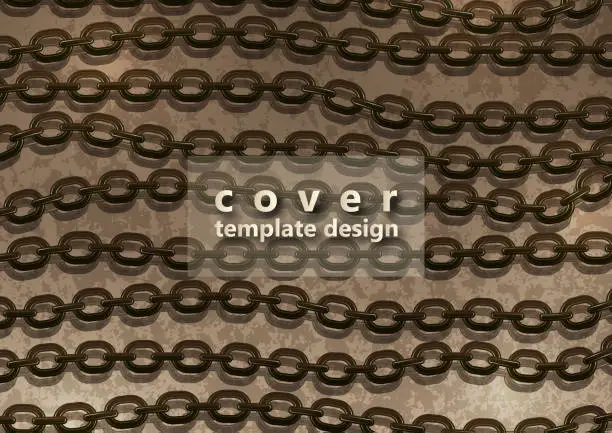 Vector illustration of Abstract steel chain on a background with a texture. Trendy design cover template.