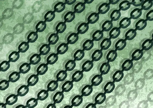 Vector illustration of Abstract steel chain on a background with a texture. Trendy design cover template.