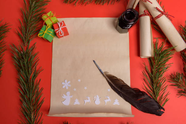 istock Empty letter for Santa Claus. Copy space. Red background. 1190587380