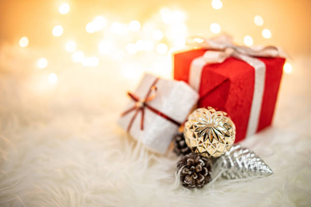 istock Christmas decoration on hairy carpet 1190589300