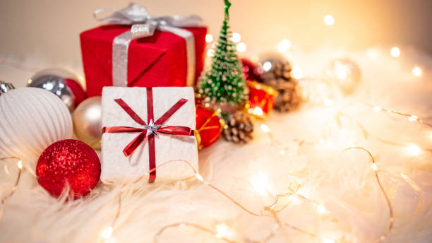 istock Christmas decoration on hairy carpet 1190589316