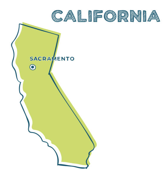 doodle mapa stanu kalifornia w usa. - south america stock illustrations