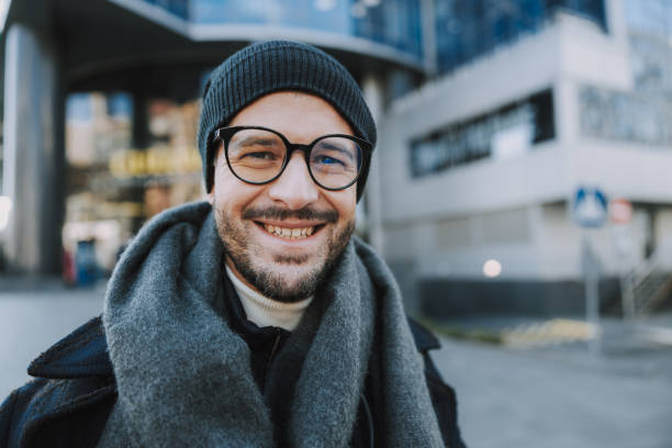 istock Caucasian happy man having rest in city 1190592212