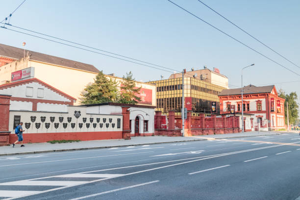 Ostrava, Czech Republic - August 29, 2019: View of Ostravar Brewery building at sunrise time.