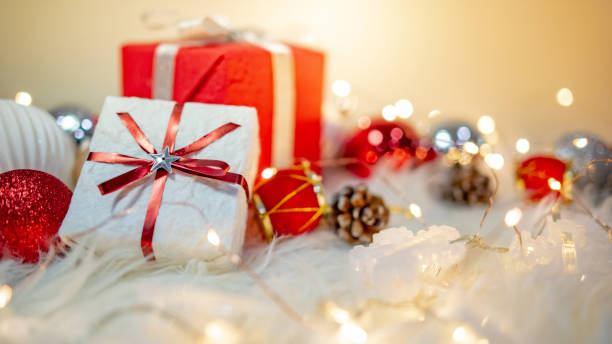 istock Christmas decoration on hairy carpet 1190601393