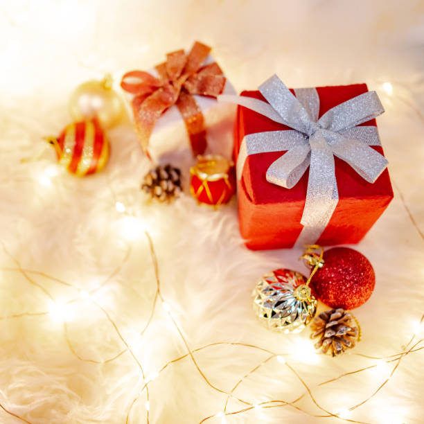 istock Christmas decoration on hairy carpet 1190601395