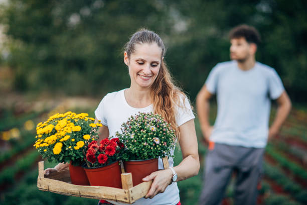 istock Lady working on flower farm 1190602206