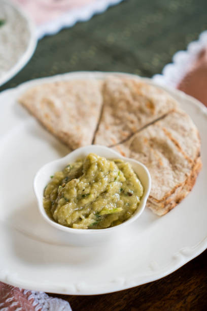 pita bread with greek eggplant dip