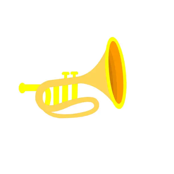 Vector illustration of Golden Bugle Musical Instrument
