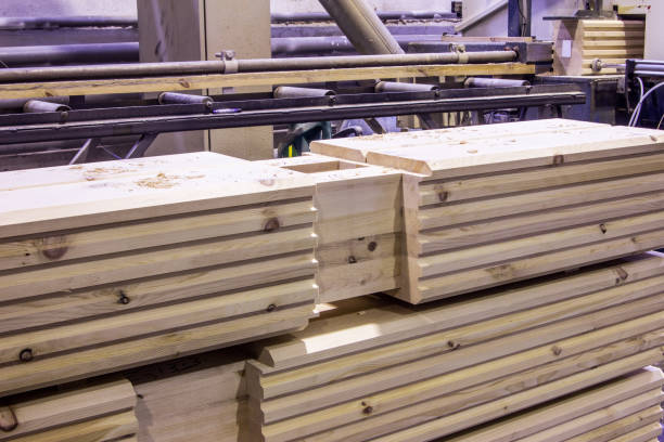 istock Production of glued profiled timber 1190607042