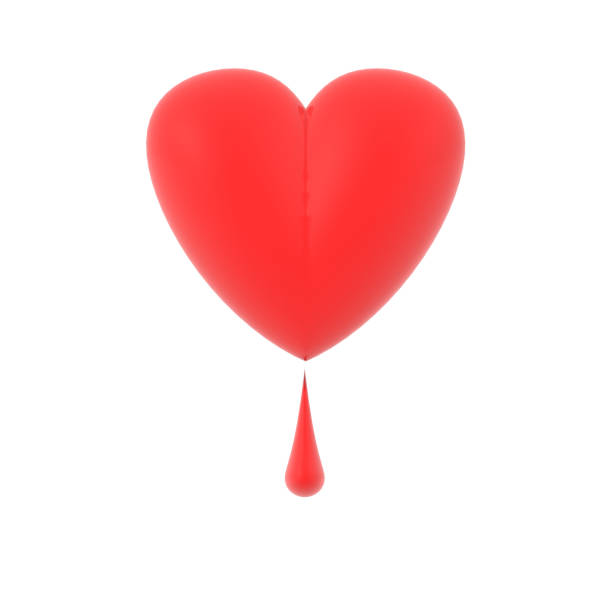 istock 3D Rendering of heart with blood drop below it 1190607395