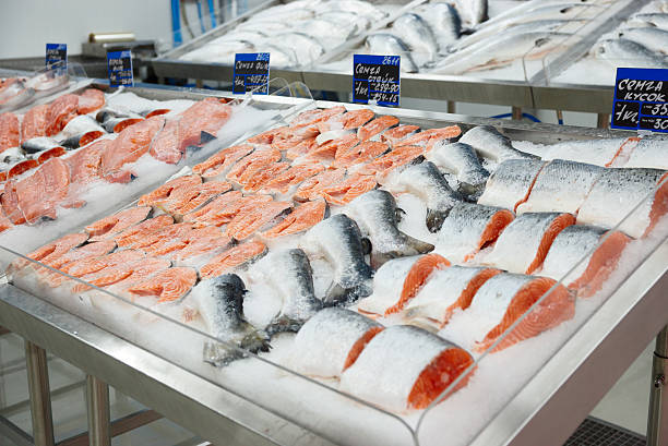 istock Salmon on cooled market display 119060755