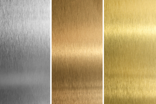 Aluminum Bronze And Brass Stitched Textures Stock Photo - Download