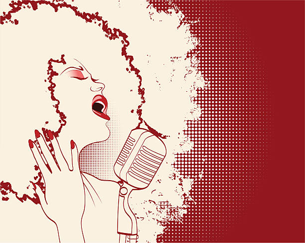 jazz piosenkarka na tło grunge - women illustration and painting sensuality color image stock illustrations