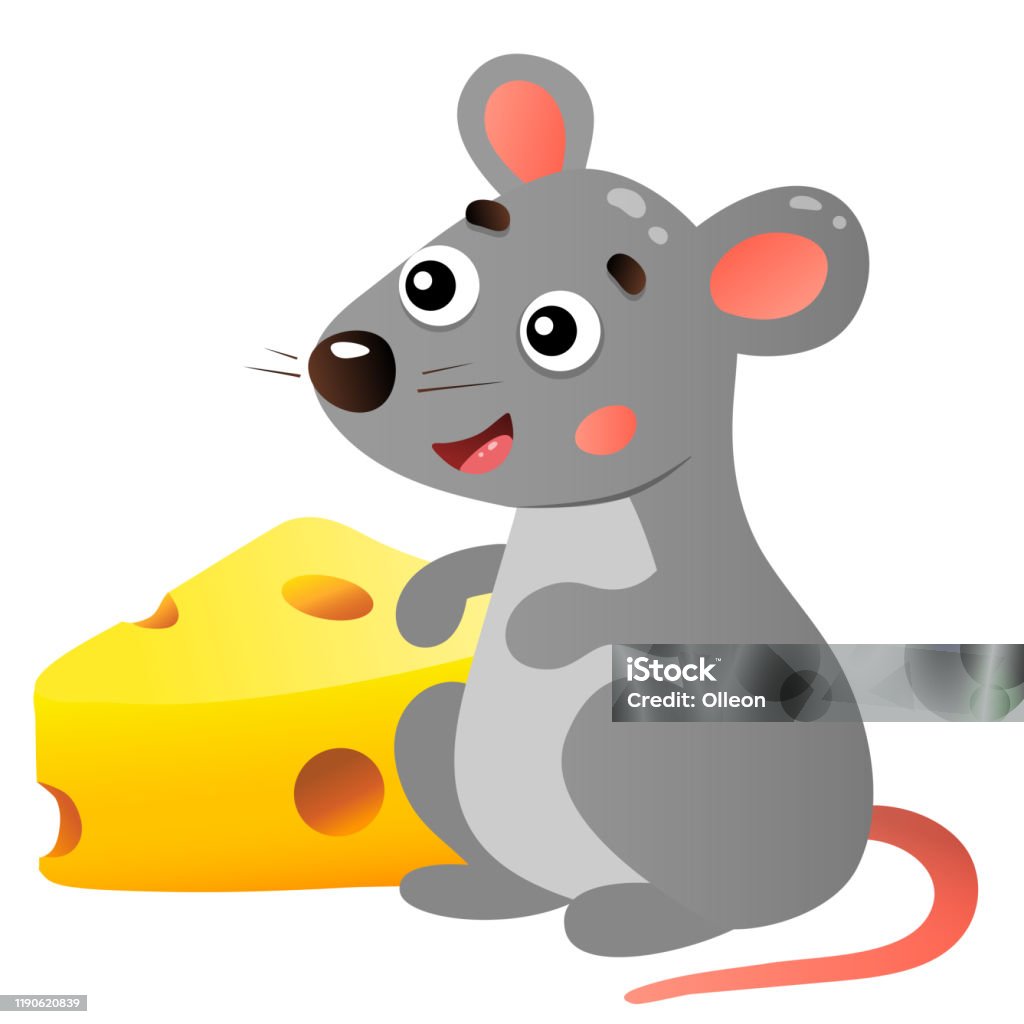 Hình Ảnh Màu Của Chuột Hoạt Hình Với Phô Mai Trên Nền Trắng Hình ...