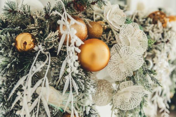 istock Classic christmas New Year decorated interior room New year tree 1190622959