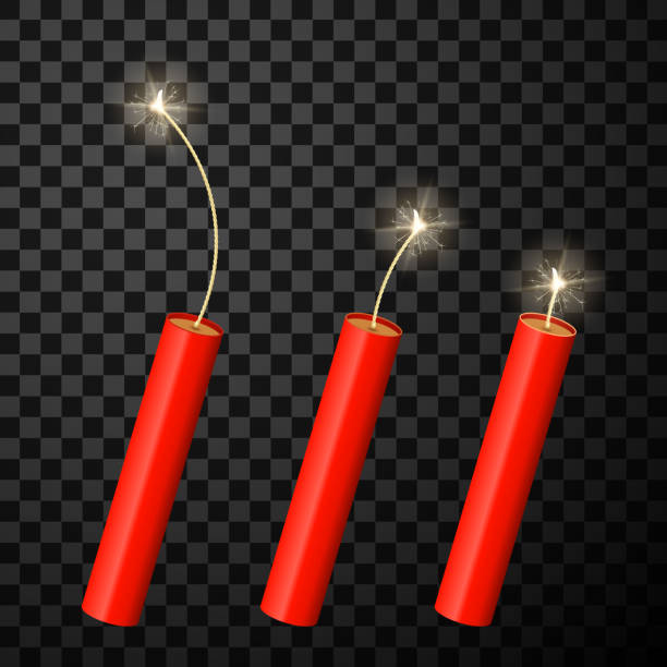 динамит петарды реалистичные изолированные векторные иллюстрации набор - candle candlelight red burning stock illustrations