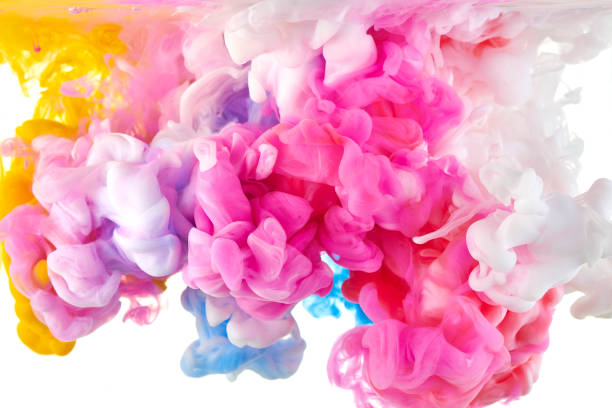 istock Ink in water. Splash acrilyc paint mixing. Multicolored liquid dye. Abstract  sculpture background color 1190623166
