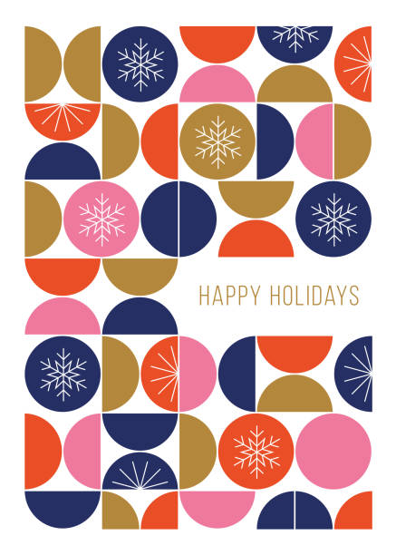 Happy Holidays card with modern geometric background. Happy Holidays card with modern geometric background. Stock illustration white background sign snow winter stock illustrations