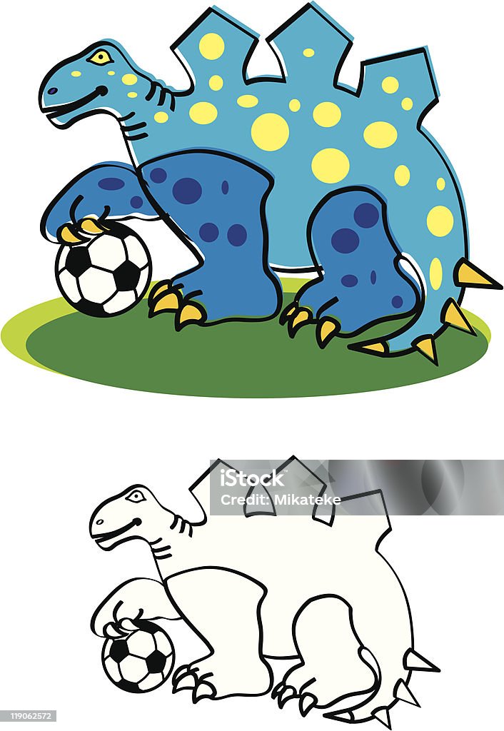 Dino_football_blue - Lizenzfrei Ausgestorbene Tierart Vektorgrafik