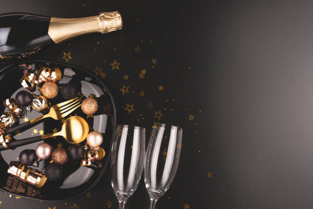 Christmas or New Year composition. Dinner arrangement.